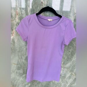Lovely Melody Lavender Purple Ribbed Women's Tee Shirt NWOT